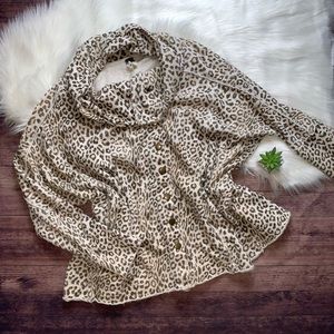Free People Leopard Print French Terry Cardigan